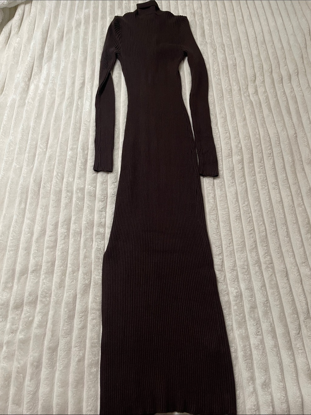 Abercrombie & Fitch Long Ribbed Maxi Dress in Dark Brown | Size Small TALL - Picture 8 of 8